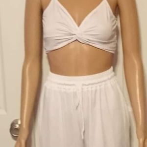 Two piece crop set white